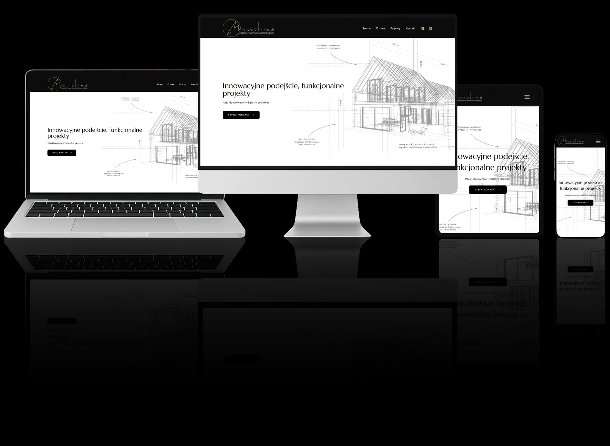 Website für ein Architekturbüro – modernes, minimalistisches Design mit Gebäudevisualisierungen