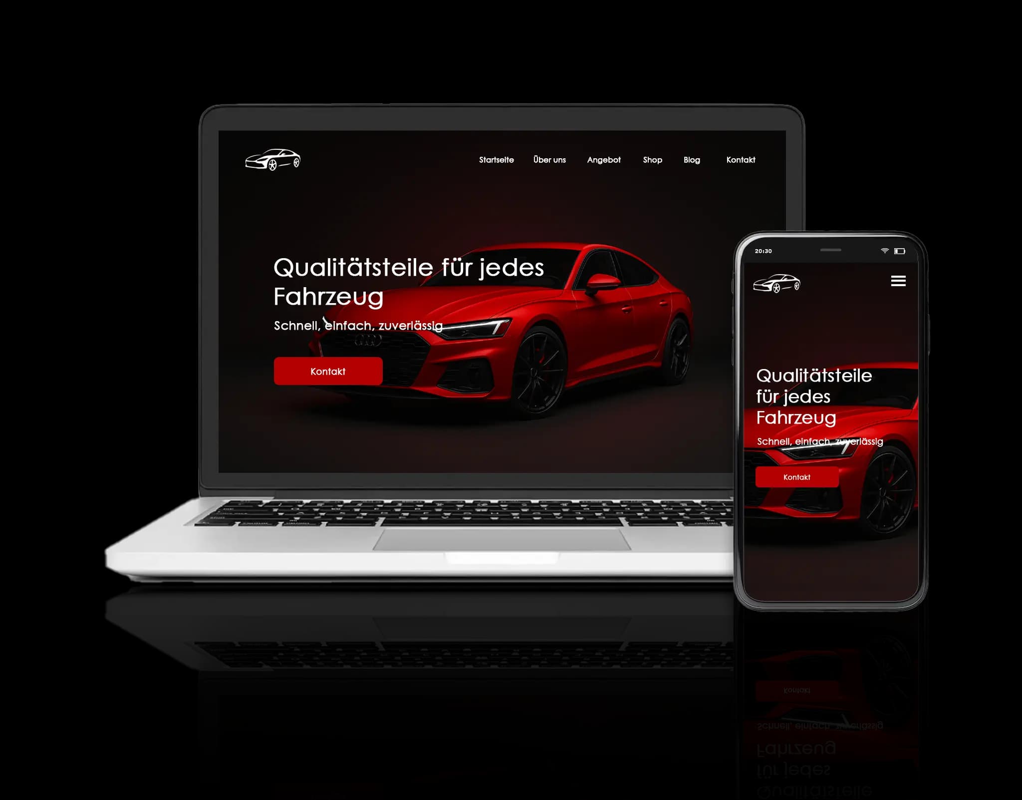 Moderne und responsive Website für Unternehmen – Darstellung auf Laptop und Smartphone