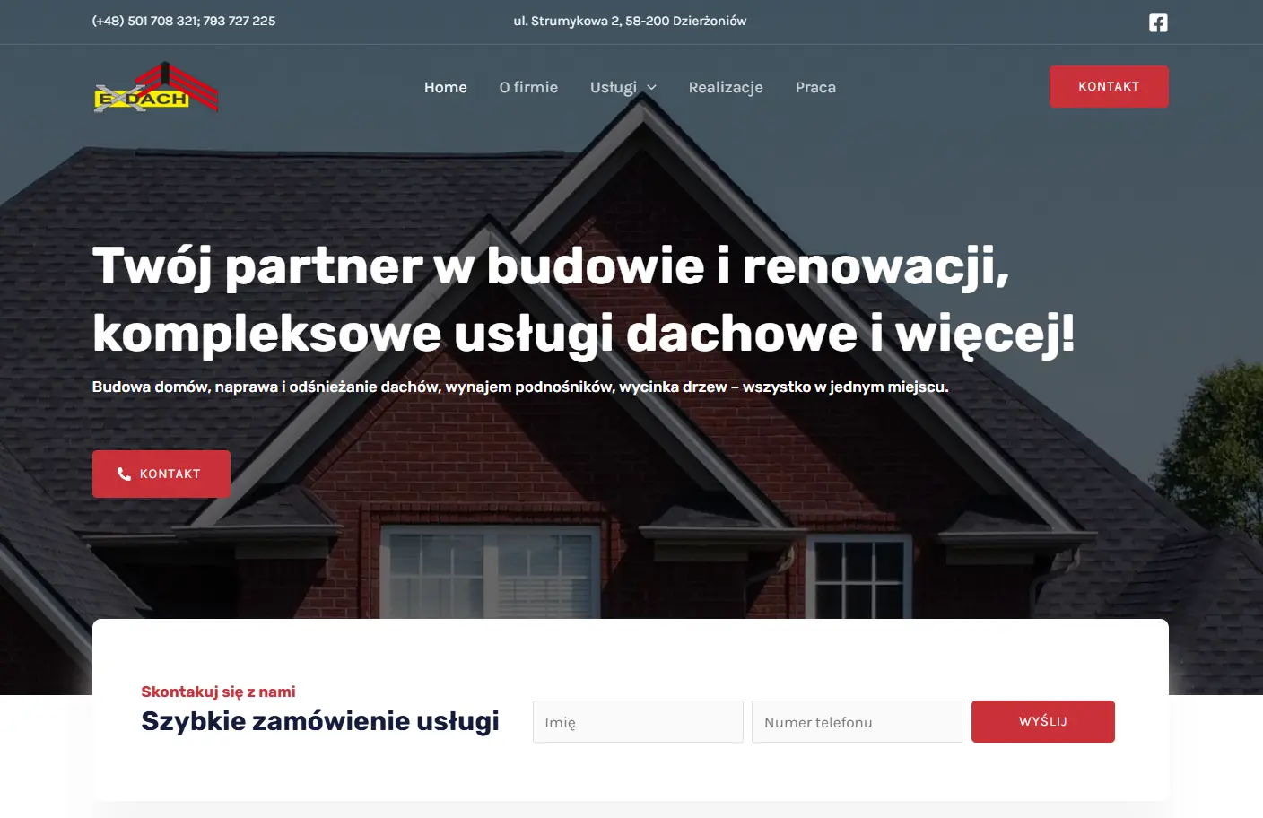Günstige Website für ein Dachdeckerunternehmen – Projekt mit Leistungsangebot